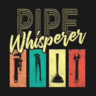 Pipe Whisperer Plumber Tools Retro Vintage Distressed Style T-Shirt