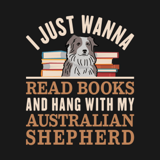 Australian Shepherd Mini Aussie Dog & Book Lover T-Shirt