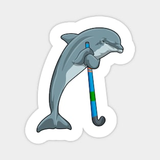 Dolphin at Hockey with Hockey stick Magnet