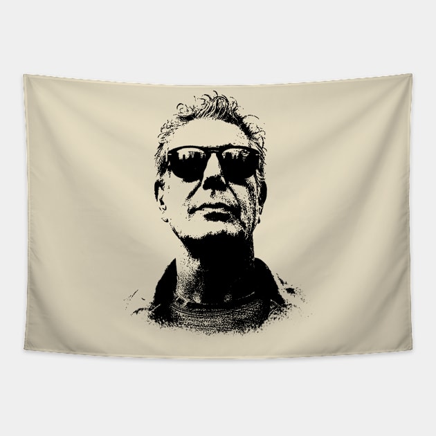 Anthony Bourdain pop art Tapestry by Mollie