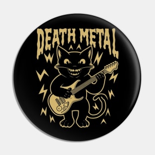 Death Metal Satanic Baphomet Cat playing guitar Pin