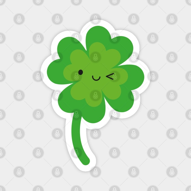 Kawaii Lucky Four Leaf Clover Magnet by marcelinesmith