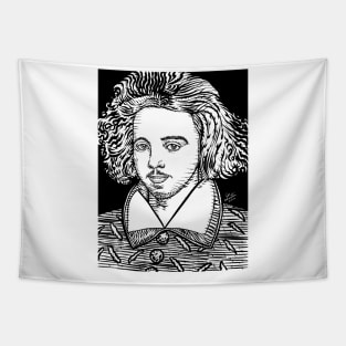 CHRISTOPHER MARLOWE ink portrait Tapestry