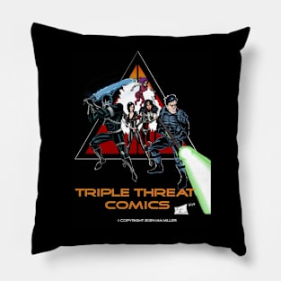 Triple Threat Comics Logo with Codename: Hunter Pillow