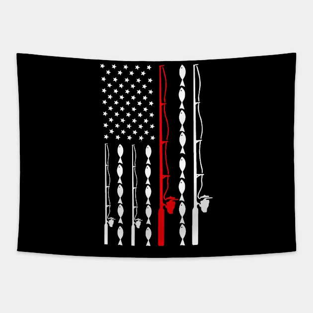 Fishing T-Shirt Funny American Flag Fishing Tapestry by jrgmerschmann