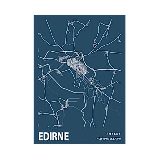 Edirne Blueprint Street Map, Edirne Colour Map Prints T-Shirt
