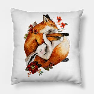 Sleepy Fox and Hare Pillow