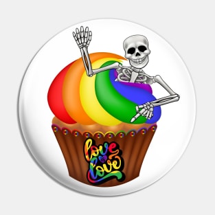 Diversity Pride Love Skeleton Cupcake Pin
