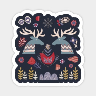 REINDEER AND FLOWERS Magnet