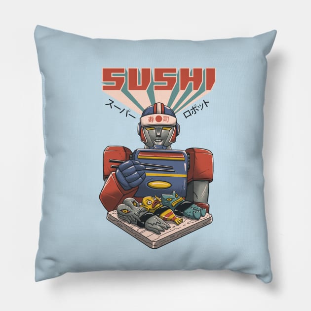 Super Sushi Robot Pillow by Vincent Trinidad Art