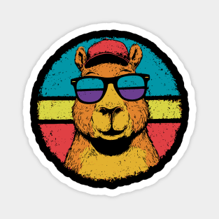 Cool Capybara with Shades – Retro Beach Vibes Animal Art Magnet