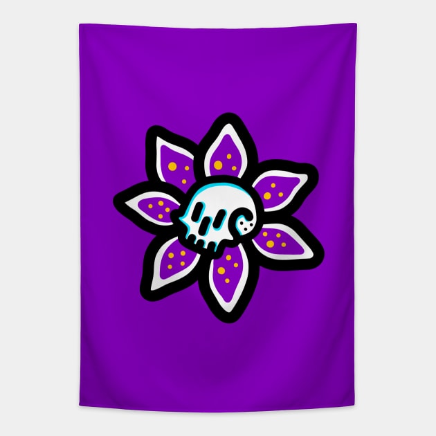 Lily Skull Flower Tapestry by Lopostudio