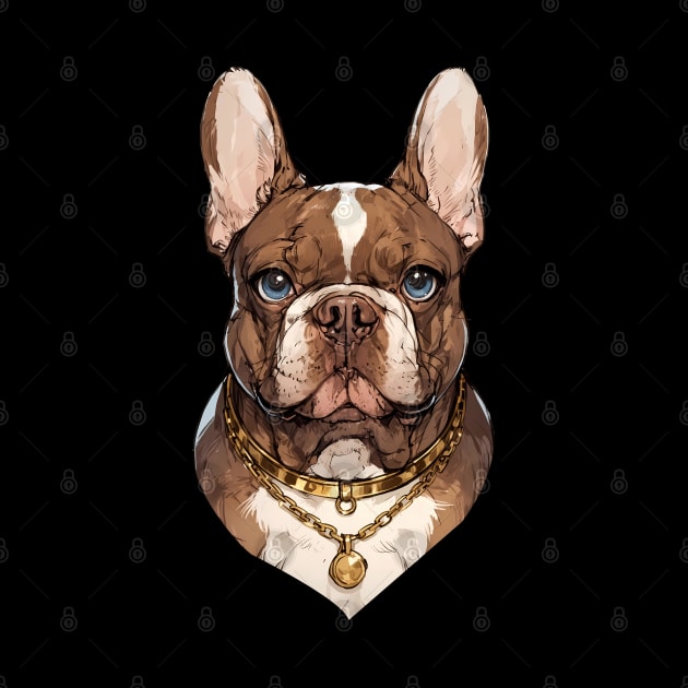 Chocolate Tan with Gold Chain French Bulldog by CandyApparel