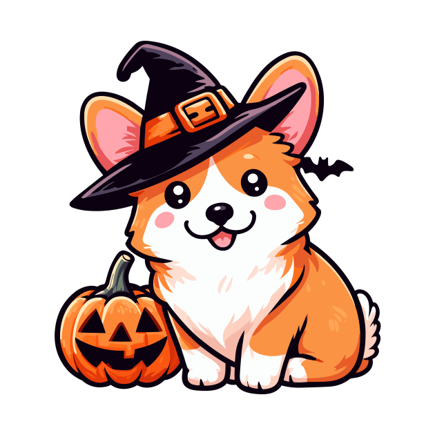 Cute Corgi in Witch Hat by ElCrocodel