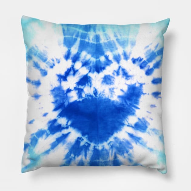 Tie-Dye Blue Heart Pillow by Carolina Díaz