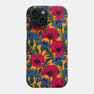 Red poppies and blue cornflowers Phone Case