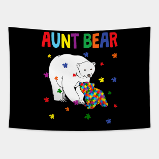 Cute Aunt Bear Autism Awareness Month Familys Tapestry