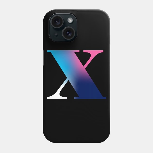 Capital Letter X Monogram Gradient Pink Blue White Phone Case by Terriology