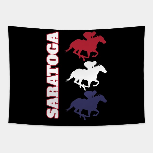 Saratoga Springs Horse Racing Tapestry by sewandtell