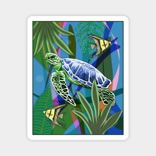 Sea Turtle Fantasy Scene Magnet