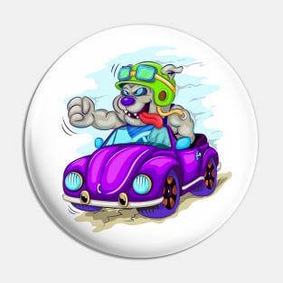 Cartoon dog driver Pin