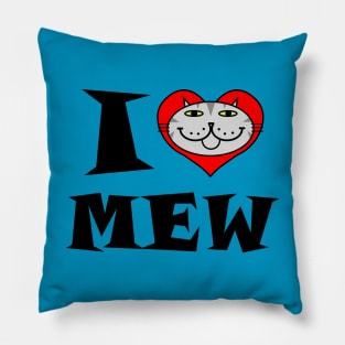 I Heart Cat - Grey Striped Kitty Pillow