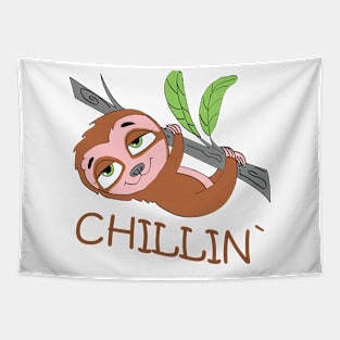 Funny Cute Chillin` Sloth Tapestry