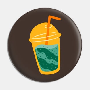 Zen Sip: Matcha Delight in an Orange Cup Pin