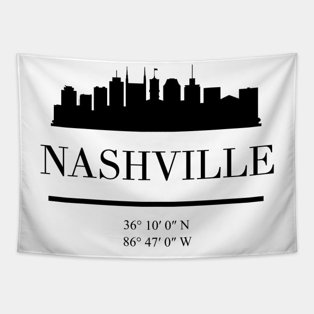 NASHVILLE TENNESSEE BLACK SILHOUETTE SKYLINE ART Tapestry by deificusArt