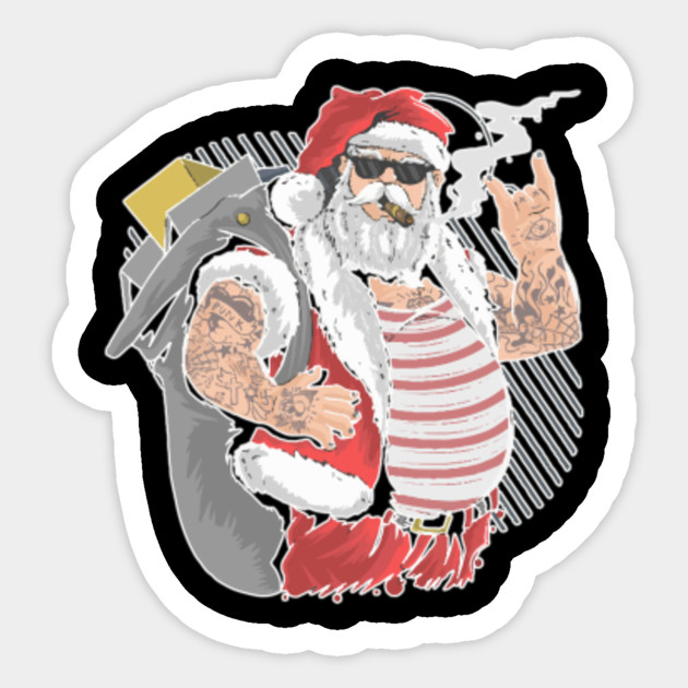 Tattooed Chopper Santa Santa Claus Sticker Teepublic Au