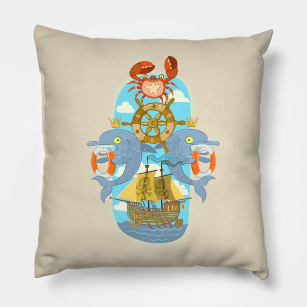 Emblem of the Oceanic Society of Marine Animals Pillow by duxpavlic