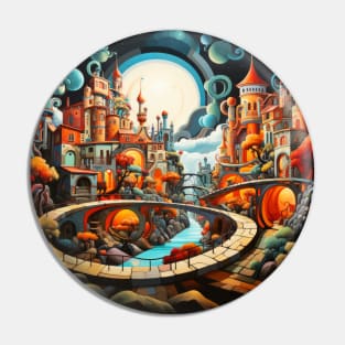 City Landscape Concept Abstract Colorful Scenery Painting Pin