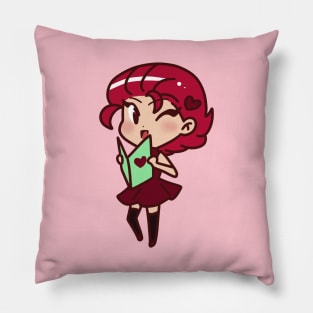 Cute Girl with Burgundy Hair Pillow