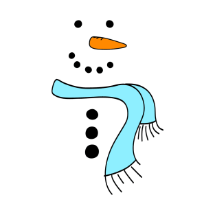 Cute Doodle Snowman with Bright Blue Scarf, made by EndlessEmporium T-Shirt