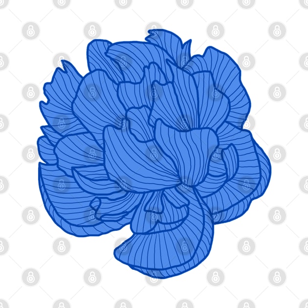 Peony line-art blue/navy by kobyakov