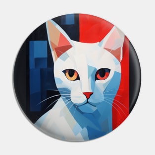White Cubism Cat Pin