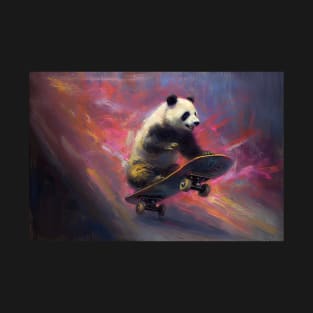 Panda Skateboarding - Pastel Watercolor T-Shirt