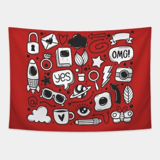 Abstract Scribbles icons Tapestry