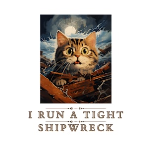 I Run a Tight Shipwreck with Cat Design | Funny Nautical Cat T-Shirt