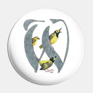 Avian Alphabet W - Hooded warbler Pin