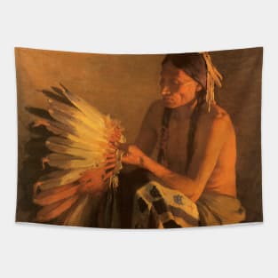 Old War Bonnet by Joseph Henry Sharp Tapestry