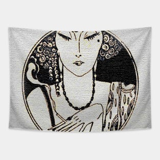 vintage drawing of chic girl Tapestry