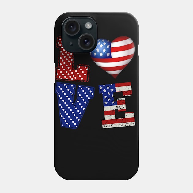 Love 4th of july 2020 American USA Flag Distressed Phone Case by BeHappy12