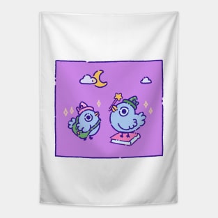 Wizard pigeons purple Tapestry