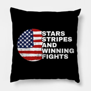 Stars Stripes and Winning Fights Pillow