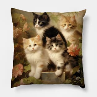 Kittens & Flowers Pillow