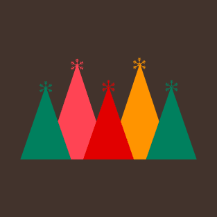 Christmas pine tree art colors triangle vintage retro T-Shirt