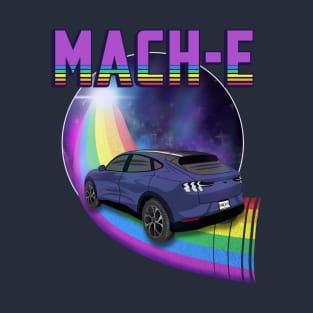 Mach-E Rides the Rainbow Galaxy in Infinite Blue T-Shirt