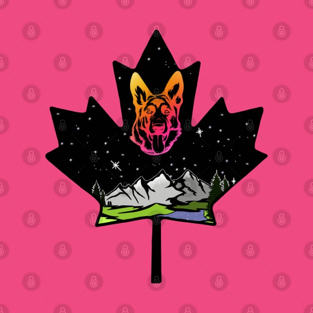 Canadian Maple Leaf German Shepherd - Pink/Orange by Inugoya