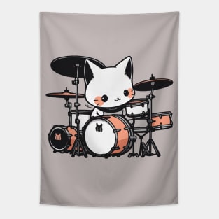 White cat, drum soul Tapestry